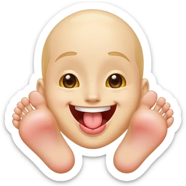 Smiling tongue out winky face feet sticking out sticker