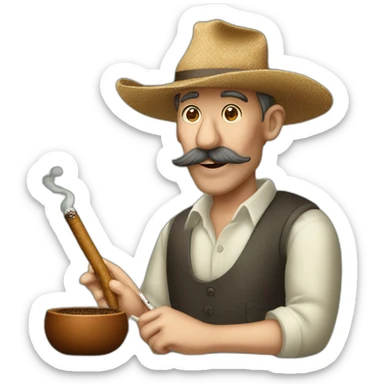 carpincho (rioplatense) fumando un cigarro artesanal delgado de tabaco, mientras descansa panza arriba sticker