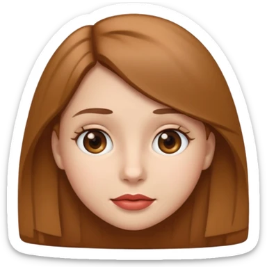 apple style emoji of a girl with fair skin, slightly slanted brown eyes, full lips, and light brown hair sticker