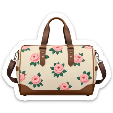 A sports bag with a pale beige print in a small roses sticker