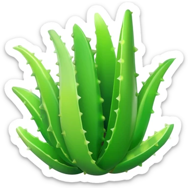 Cinematic Realistic Aloe Vera Emoji, Plump and succulent, with thick, fleshy leaves and spines. cut, with transparent gel sticker