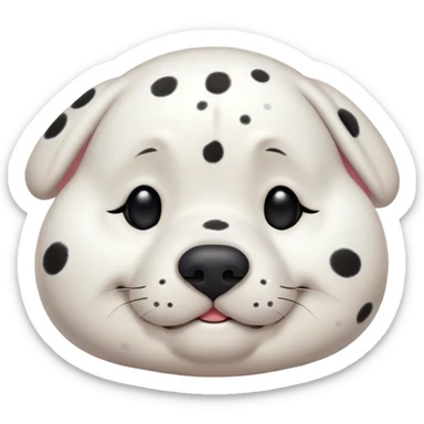 Cinematic Meme-Worthy Chubby Sleeping Dalmatian Portrait Emoji, Head resting peacefully with a contented smile, showcasing a delightfully chubby build and a luxuriously soft white coat with bold black spots, eyes shut in a serene nap, Simplified yet hilariously adorable features, highly detailed, glowing with a soft, drowsy light, high shine, relaxed and utterly lovable, stylized with an air of playful laziness, bright and heartwarming, soft glowing outline, capturing the essence of a comically sleepy Dalmatian, so meme-worthy it feels like it could instantly become the next viral sensation of adorable slumber! sticker