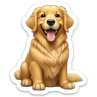 Golden retriever with big smile sticker