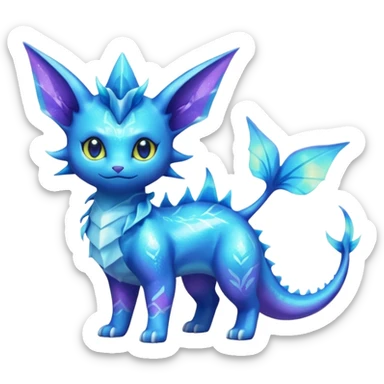 Shiny Nebulae Purrloin-Lumineon-Vaporeon-Amaura-Dragonair-Fakémon-hybrid-creature (full body)  sticker