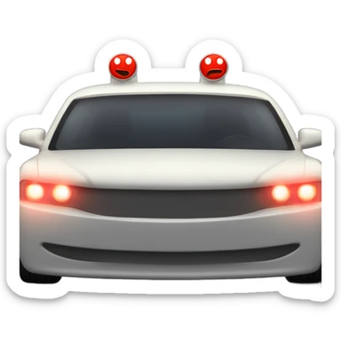 A cartoon car with angry eyes on the windshield and glowing red headlights. sticker