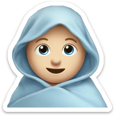 Swaddle Infant blue eyes Boy, Wooden Crib sticker