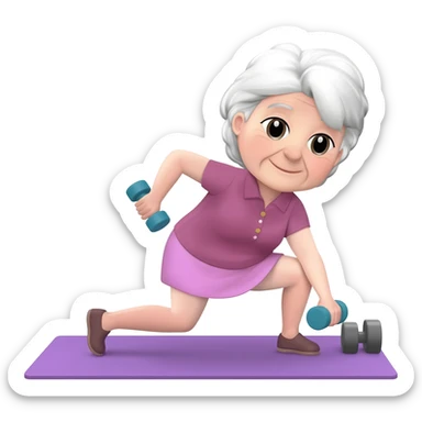 old lady woking out sticker