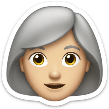 28 old women, white skin, long brown hair, green eyes, red shirt in a gray jacket sticker