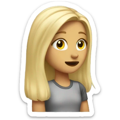 Girl with blonde hair looking out a window  sticker