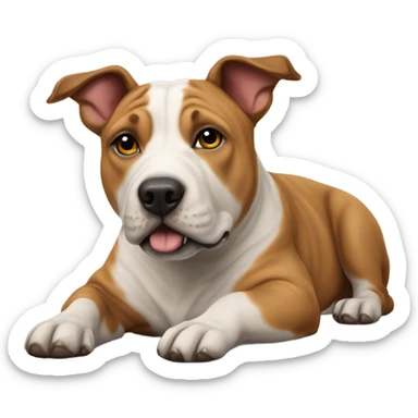 realistic Stafford bull terrier lying down sticker