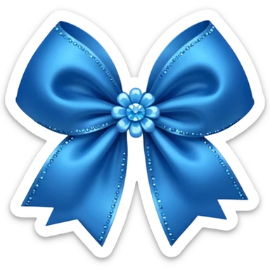blue flower bow with glitter sticker