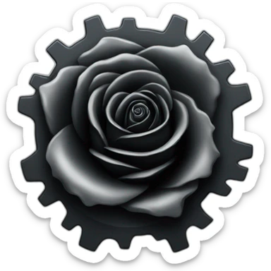 Black Rose in a mechanical gear sticker