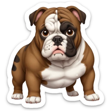 bulldog ingles atigrado cafe oscuro casi negro con blanco sticker