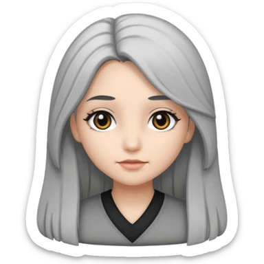 girl with black and gray hair and black eyes and long hair sticker