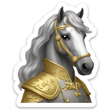 Gilded saddle vintage gray piebald horse gilded robes sticker