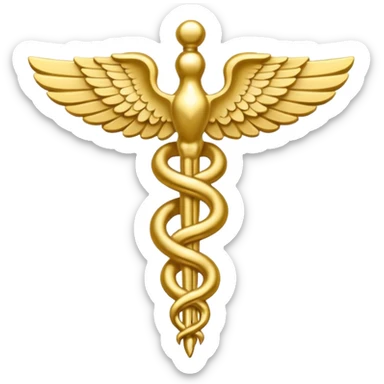monotone color golden caduceus sticker