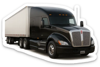 Increase photorealism for this 2026 Kenworth T680 Flat Top semi sleeper, with true-to-life textures, lighting, and chrome reflections, flat top sleeper cab clearly visible, no background. Emphasize realistic surface details and accurate lighting to highlight the flat top sleeper cab. No background. sticker