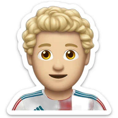 un mec qui s'appelle Simon qui est blond avec un maillot du Bayern sticker