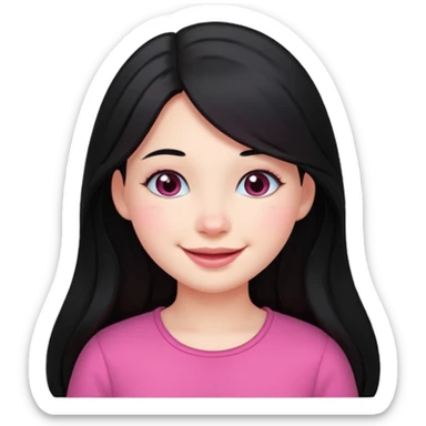 Clean girl long and black Hair and pink Cheek sticker