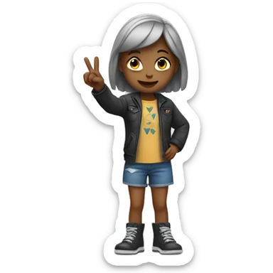 girl giving rock hand sign  sticker