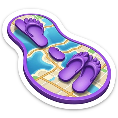 "Forty-two purple footsteps moving across a map inside an open house." sticker