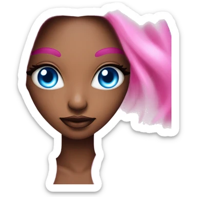 magical diva with pink andromedan skin long hair and blue eyes glowing third eye sticker