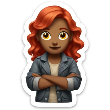 Mad arms crossed red hair girl emoji  sticker