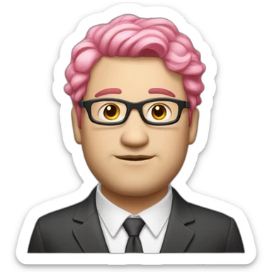 pinkhair-fat-middleage-man-whiteskin-redspectacle sticker