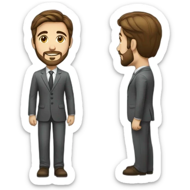 brazilian white young lawyer with good short brown hair and beard sticker