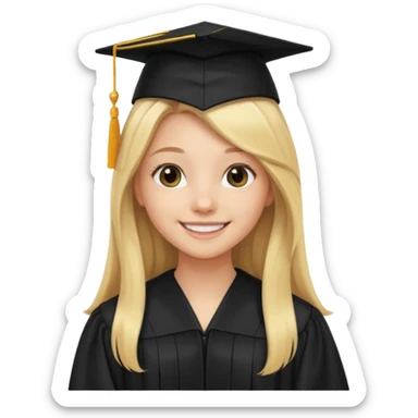 Blonde girl with long wait with graduation gown sticker