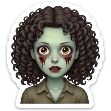 zombie woman with curly, slightly voluminous dark brown hair  sticker