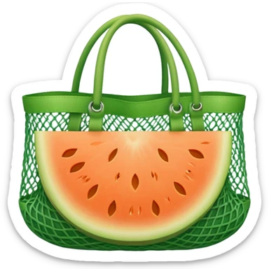 net bag,  mesh storage bag, tote bag, stored with melon it has two knited handles as bag itself sticker