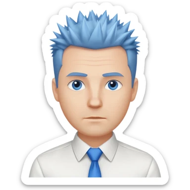 40 yr old white man short spike hair white dress shirt blue eyes no smile sticker