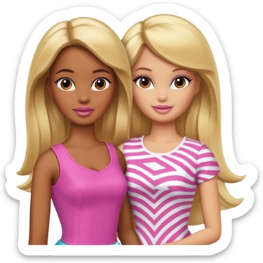 Brown skin blonde hair Barbie with Lilly in hair  sticker