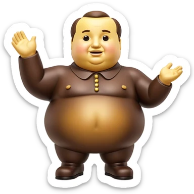 Cinematic Realistic Botero Sculpture Emoji, depicted as an exaggerated voluminous sculpture in the signature style of Fernando Botero, rendered with rich textures and vibrant artistic lighting that captures its playful grandeur. sticker