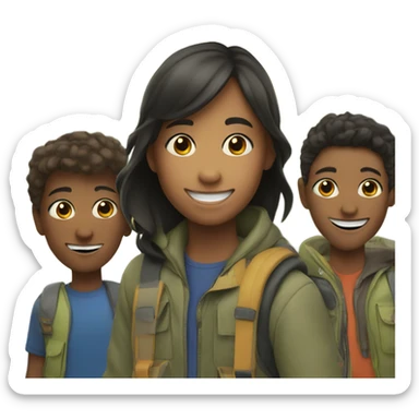 smiling girl with boys outdoors sticker