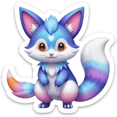 Shiny Exotic Colorful Pastel-Nebula-Gradients Furret-Meowstic-Zangoose-Hybrid (Full body) sticker