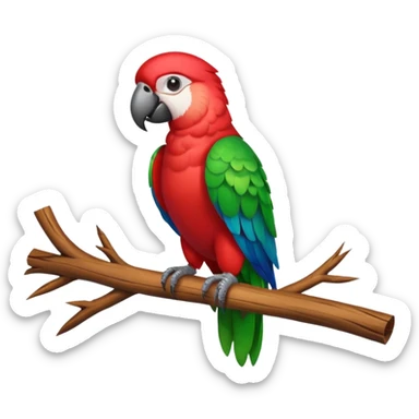 colorful parrot perched on branch sticker