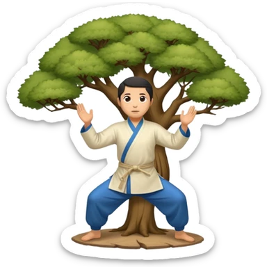 pratiquant de qi gong en position de l'arbre sticker