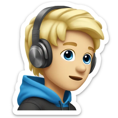 boy blue eyes blonde hair listen music with headphones sticker