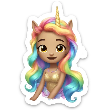rainbow unicorn horned sparkling butterfly mermaid  sticker