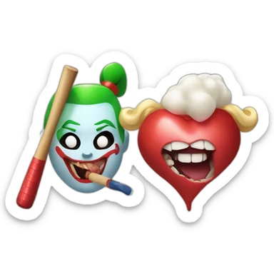 Simple Joker and Harley Quinn with chewing gum and baseball bat sticker