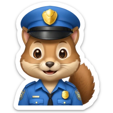 squirrel policeman emoji, simple, clear police hat and badge, friendly expression sticker