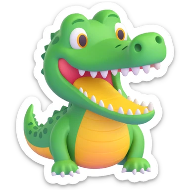 cute crocodile, Microsoft Fluent style 3D emoji sticker