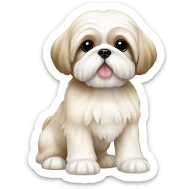 cream and white colored shih tzu puppy sticker
