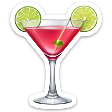 realistic cosmopolitan with a slice of lime on the rim  sticker