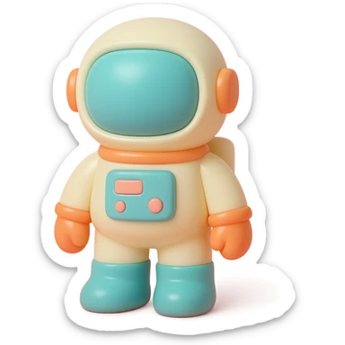 astronaut character in vinyl figure style sticker