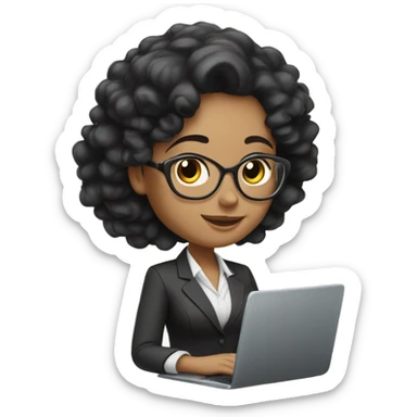 a lightskin with curly black-haired working and successful business woman, sticker