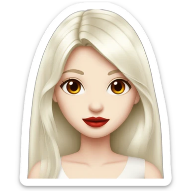 girl, red eyes, red lips, White long hair, pale-skin, cocktail dress sticker