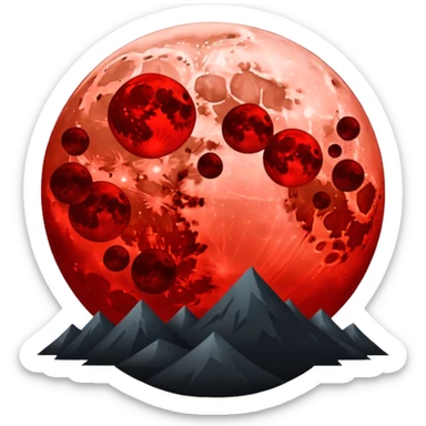 Crimson Moon blood moon black dark night scenery  sticker